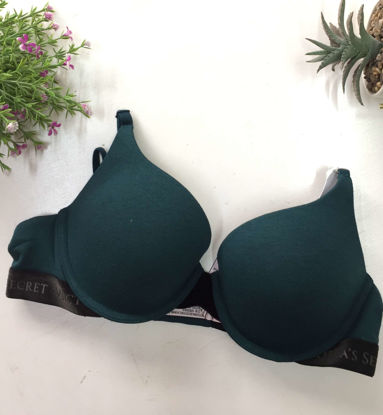 Imagen de Victoria's Secret Bra T-Shirt Push-up Full Coverage Verde Cinta Elástica Negro